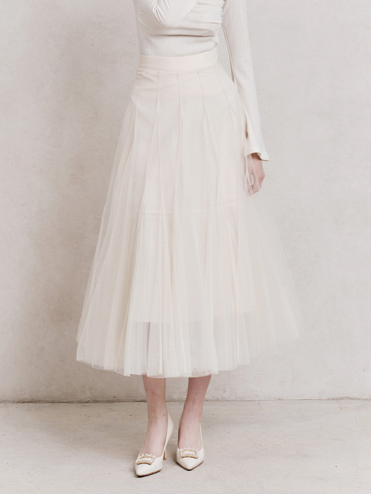 Etoile Banding Sha Skirt (Cream)