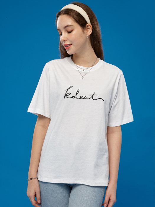WOMEN 오버핏 레터링 로고 반팔티 [WHITE] 반팔 티셔츠 ver.