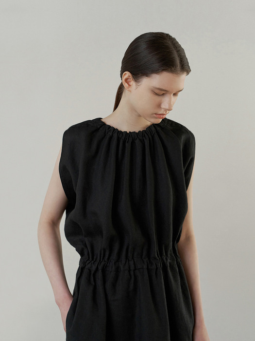 Linen maxi dress (Black)