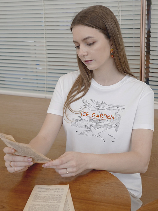Birds Print Logo Embroidered T-shirt (Burnt Orange)