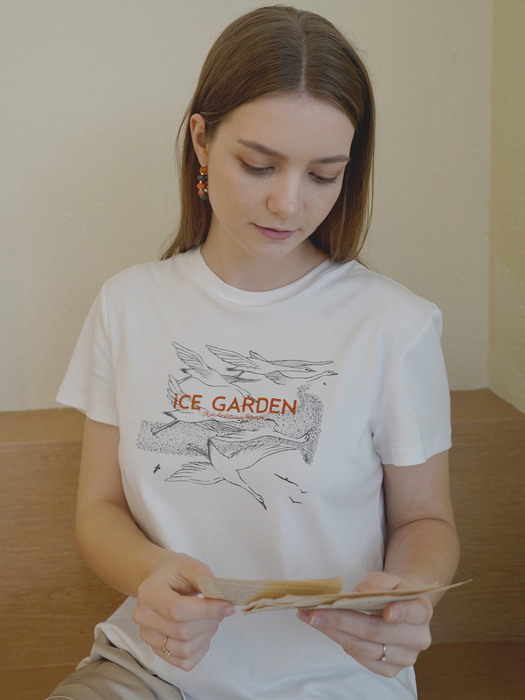 Birds Print Logo Embroidered T-shirt (Burnt Orange)