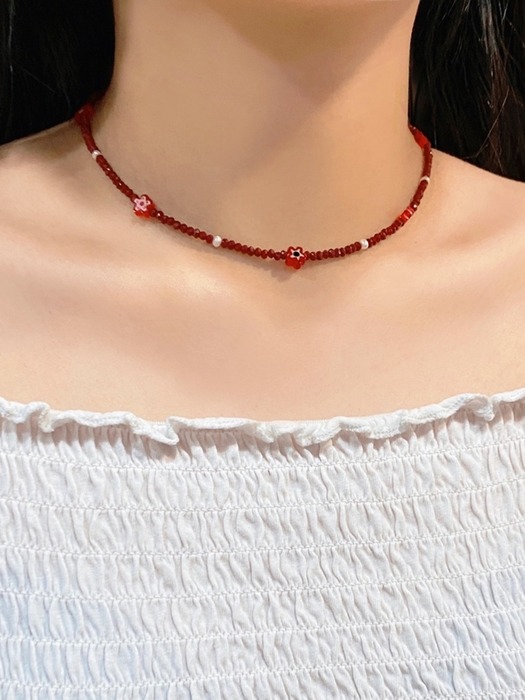 Red Flower Necklace