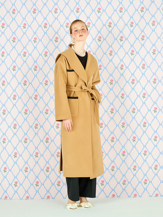 SAILOR COLLAR HANDMADE COAT - CAMEL