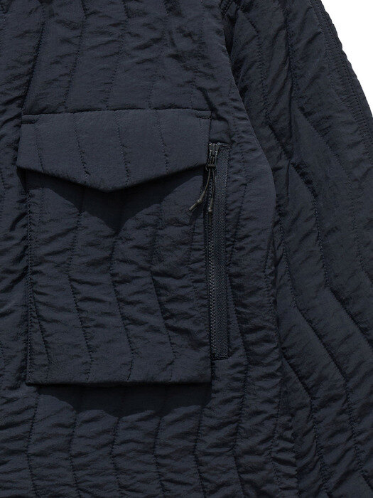 QUILTED SHIRT JACKET / NAVY