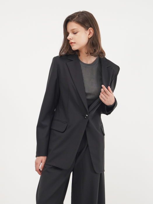 Single Button Tailored Jacket_Black