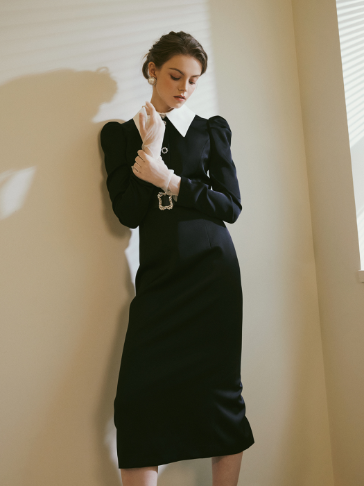 ANIT / Newtro Collar Belted Dress(black)