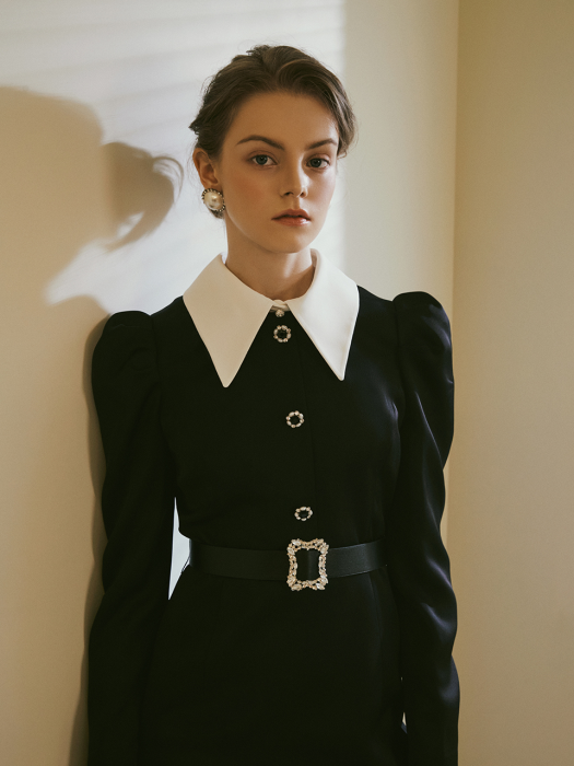 ANIT / Newtro Collar Belted Dress(black)
