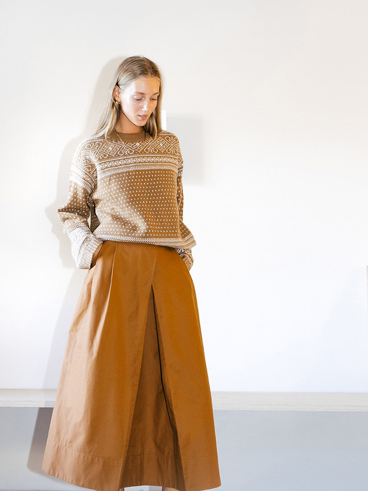 [N]MIKKEL A-line maxi skirt (Charcoal gray/Camel/Navy)