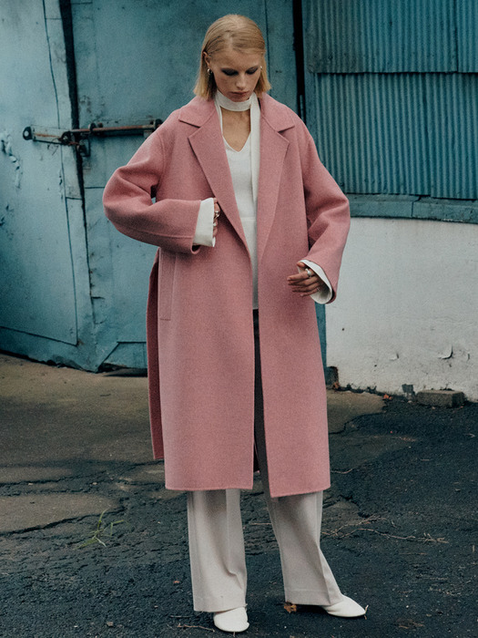 MANET Cashmere Blended Wool Coat_Vintage Pink