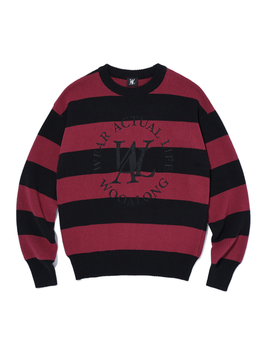 Flor logo striped knitwear - BLACK&RED