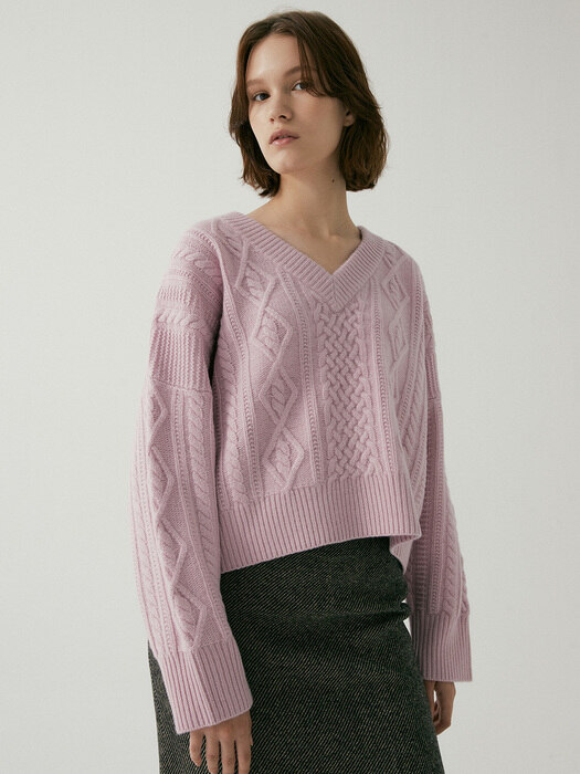 Cashmere Cable Pullover PASTEL PINK (JYSW1D940P1)