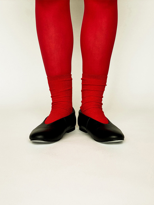 ribbed cotton socks - red