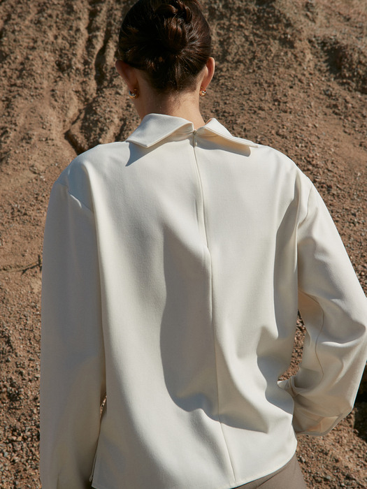 OU745 folded pola blouse (cream ivory)