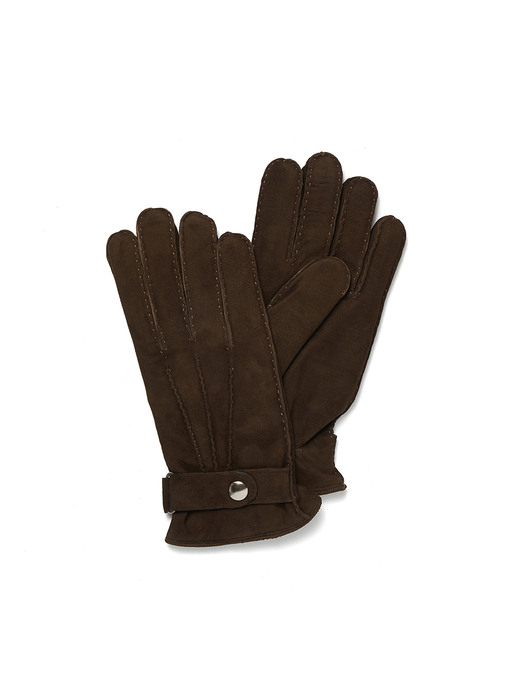Belt Suede Gloves For Men_Khaki