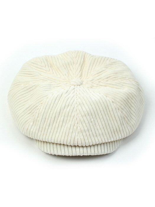 Belted Bold Corduroy White Newsboy Cap 뉴스보이캡