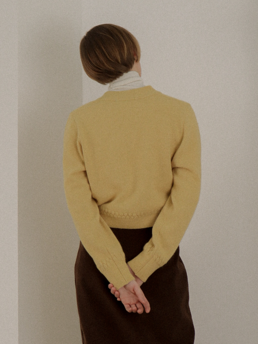 Raccoon Cropped Cardigan_Yellow