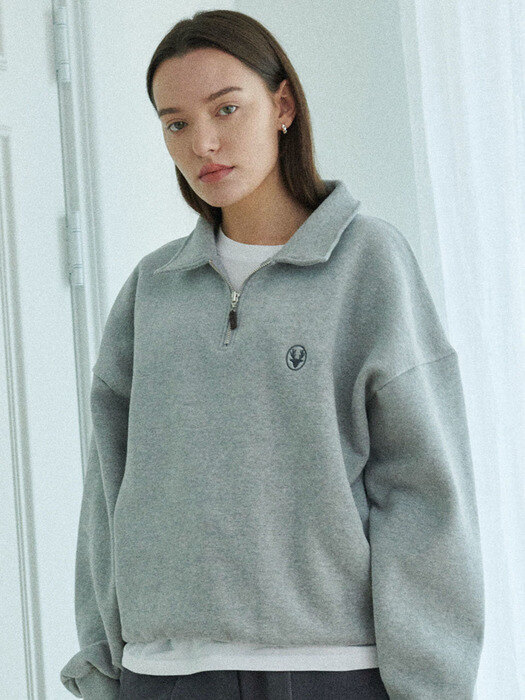 Logo half zip-up sweatshirt_ Grey