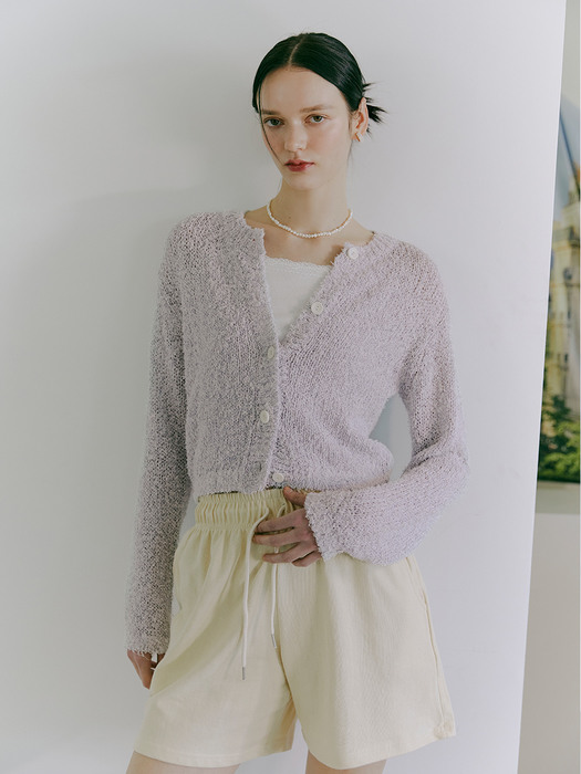 Color Blend Knit Cardigan, Lavender