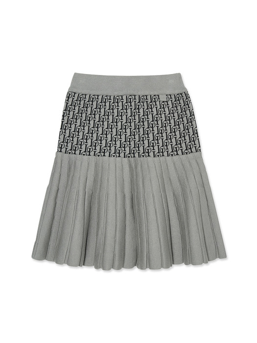 Signature Knitted Flare Skirt_Gray