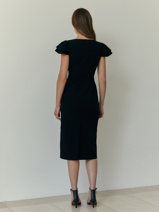 Fitted Bell Sleeve Dress_Black