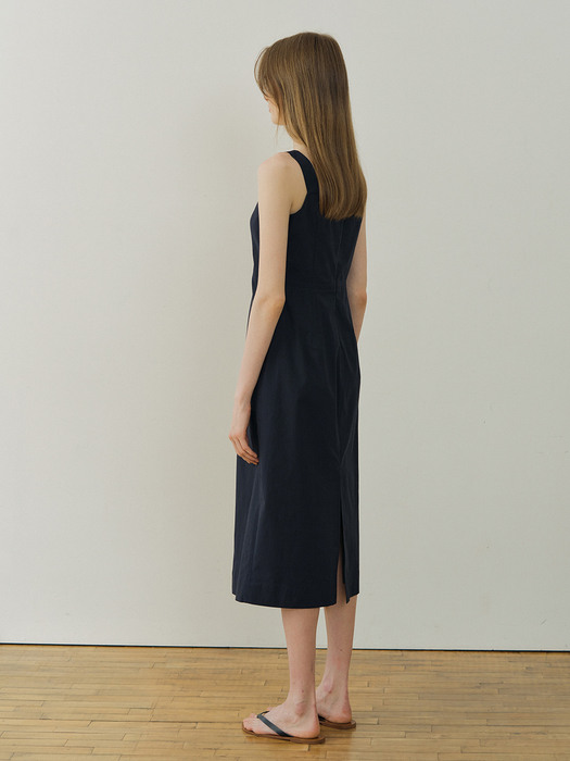 cotton sleeveless dress (dark navy)