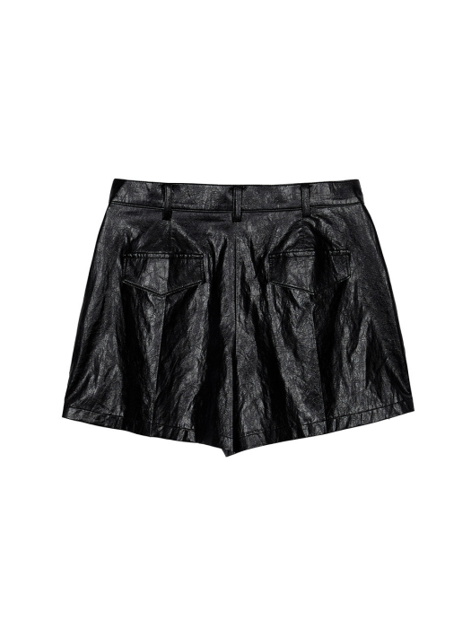 Fake Leather Short Pants in Black VL2AL411-10