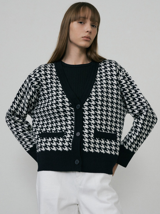 22Fall Hound Tooth Cardigan (Black)