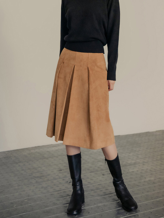 SUEDE PLEATS SKIRT