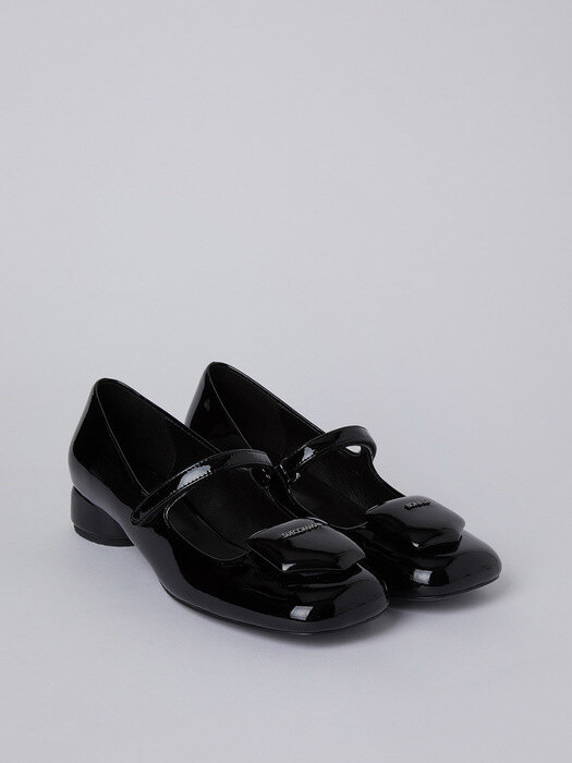 Round heel mary Jane flat(black)_DG1DA22501BLK