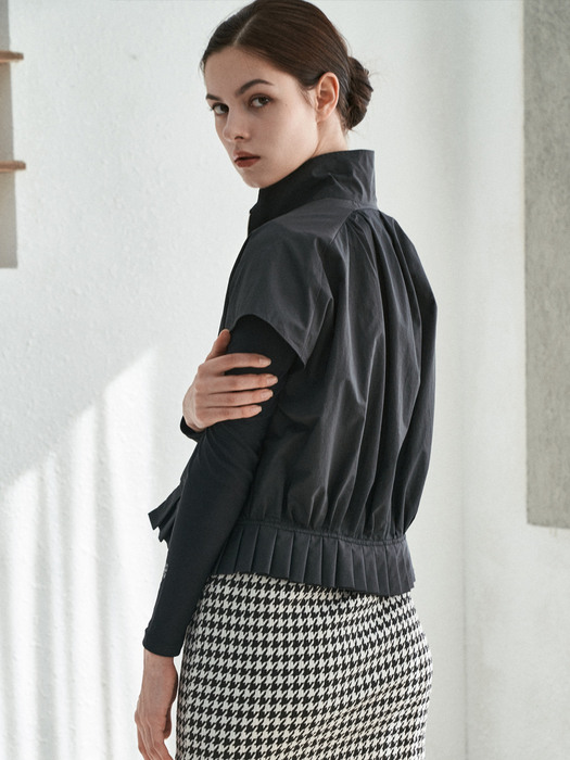 하운드투스 플리츠 스커트(블랙) _ Hound Tooth Pleats Skirt(Black)