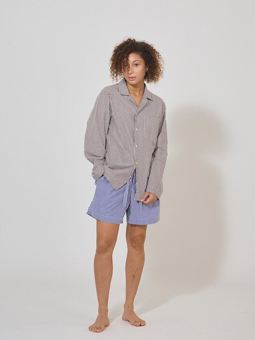 100% Cotton Pajamas for Unisex (Striped-Brown/Blue)