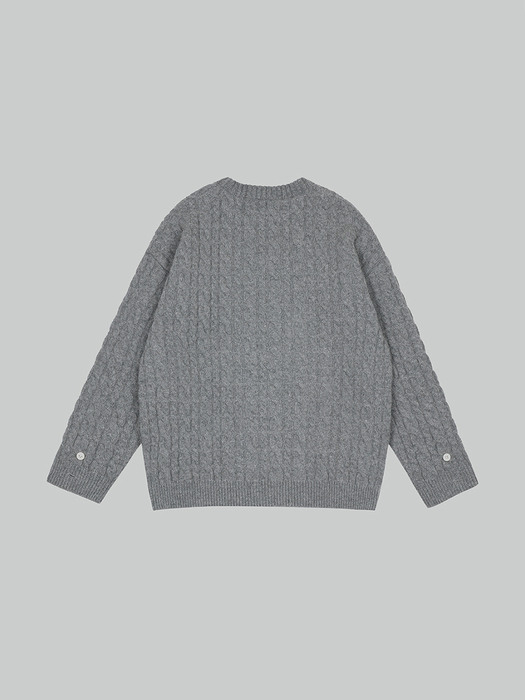 CABLE KNIT PULLOVER _ M/GREY