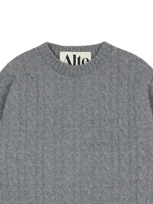 CABLE KNIT PULLOVER _ M/GREY