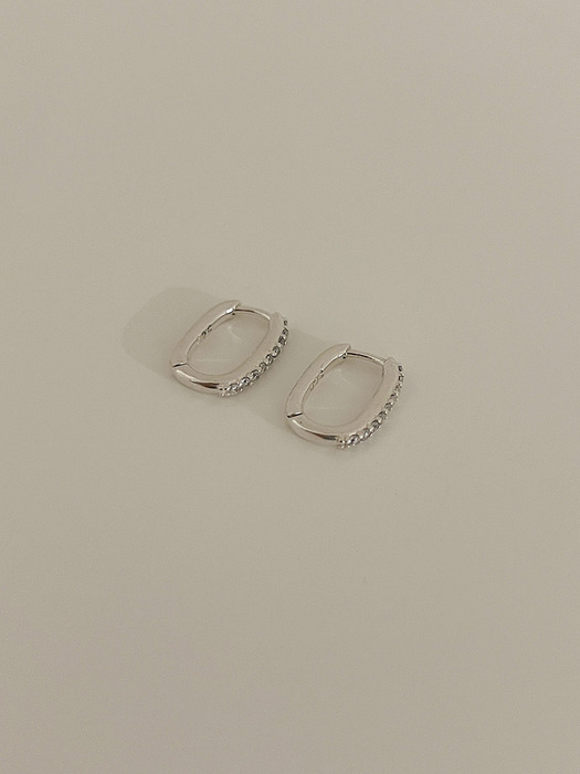 silver925 oval ring earring (2color)