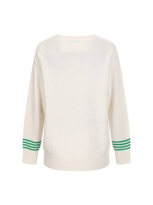 stripe wool cashmere knit_ white