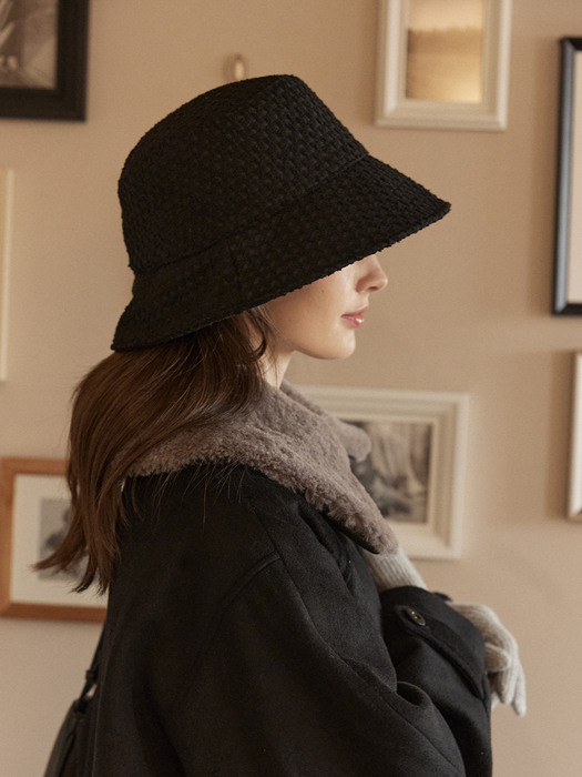 Atelier tweed Bucket Hat - Black