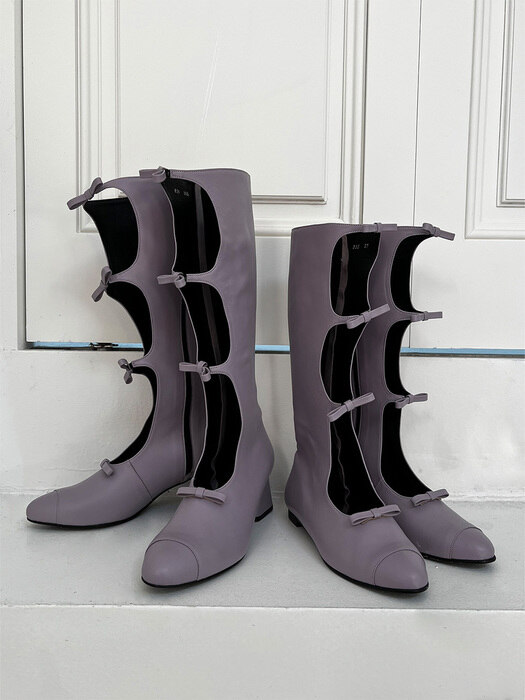 Y.12 Vera Ribbon Flat Long Boots / Y.12-B35 / LAVENDER