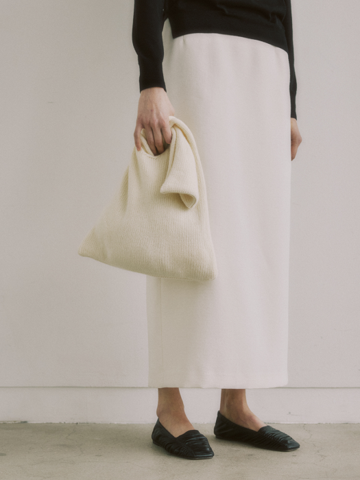 IVORY WOOL BLEND RABBIT BAG