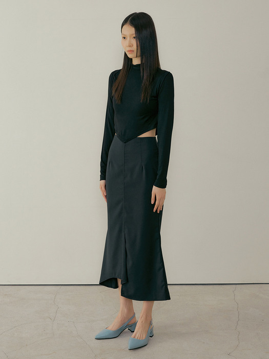 POD UNBALANCE MERMAID SLIT SKIRT BLACK