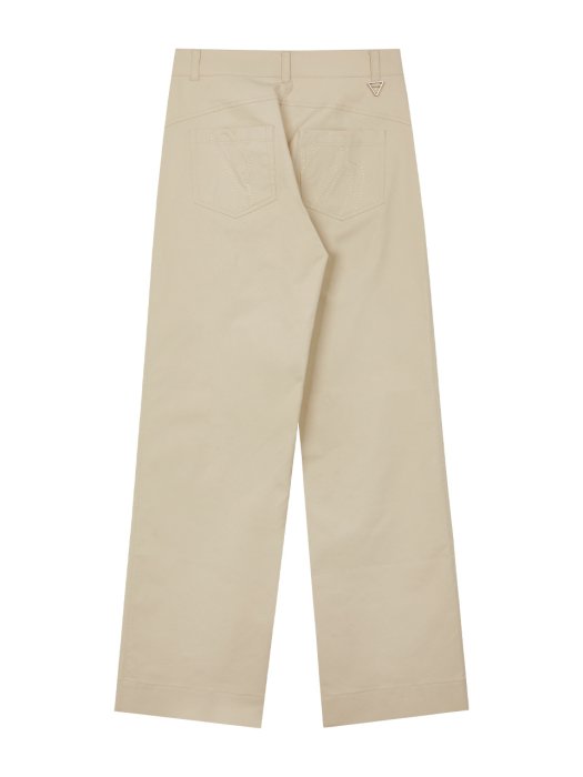 STITCHED STRAIGHT PANTS - BEIGE