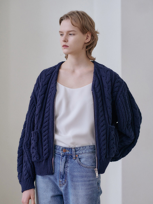 23SN cable zip-up cardigan [NA]