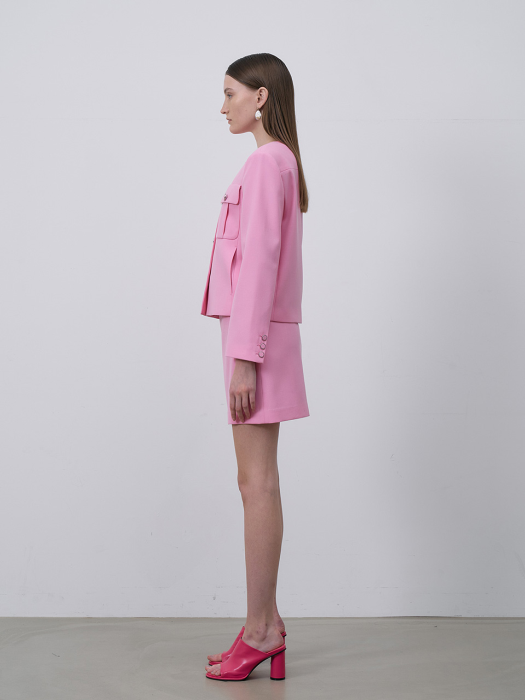 Wool mini skirt-Pink