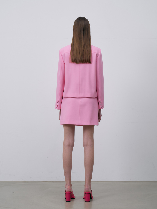Wool mini skirt-Pink