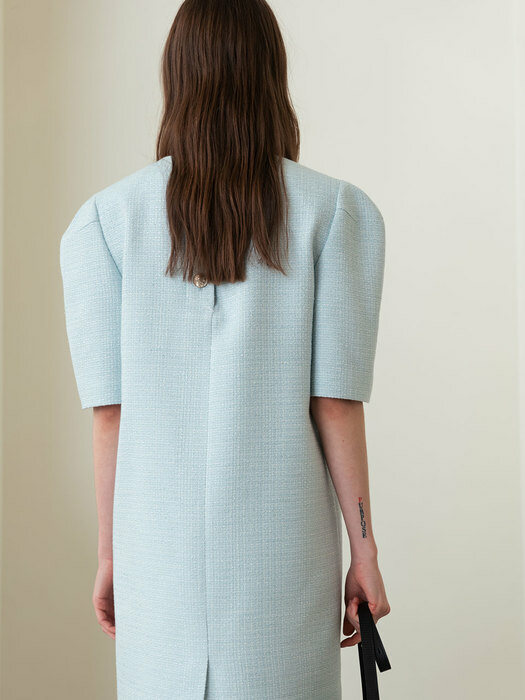 Tweed mini dress_sky blue