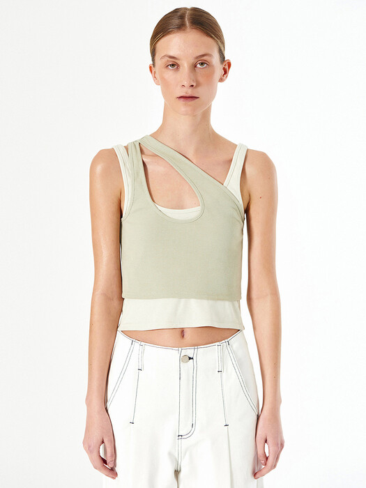 DOUBLE LAYERED SLEEVELESS TOP (mint)