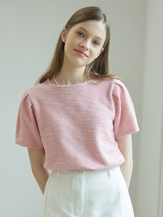 Tweed Puff T-Shirt - Pink