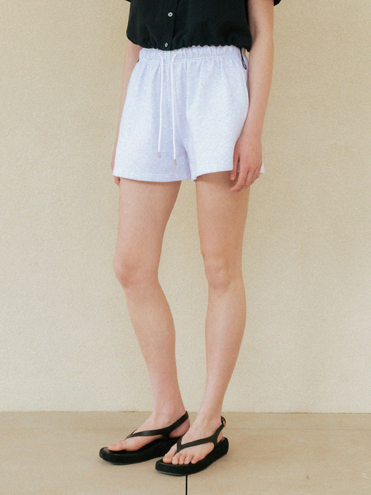 logo cotton sweat shorts (melange gray)