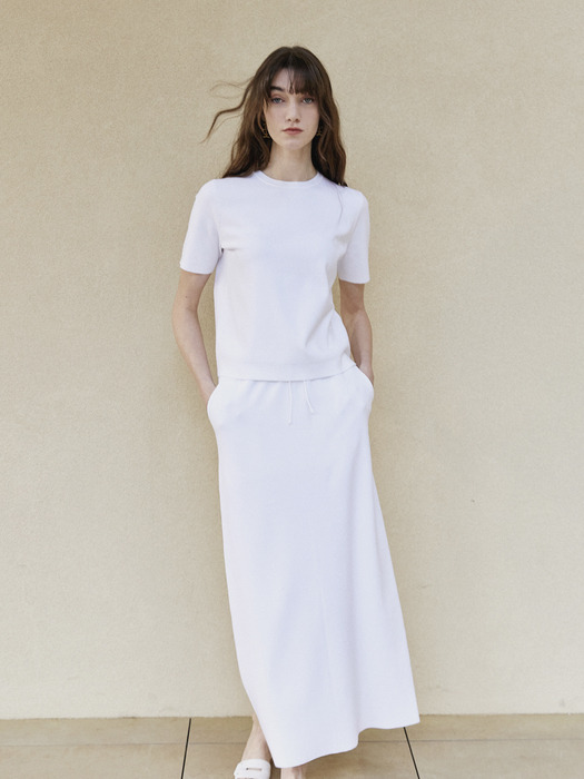 MARI Basic Knit Long skirt White