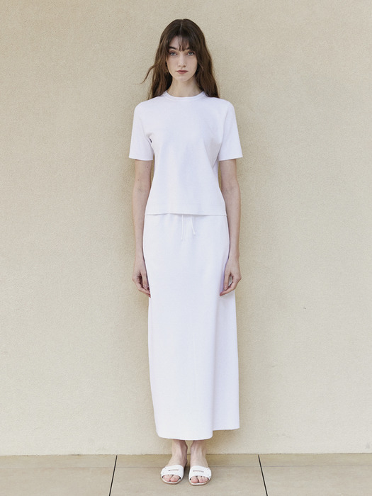 MARI Basic Knit Long skirt White