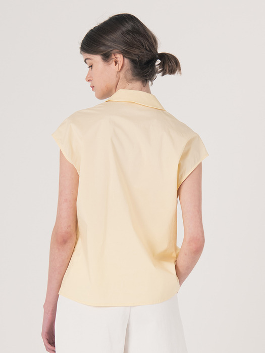WED_Pure cotton v neck shirt_YELLOW